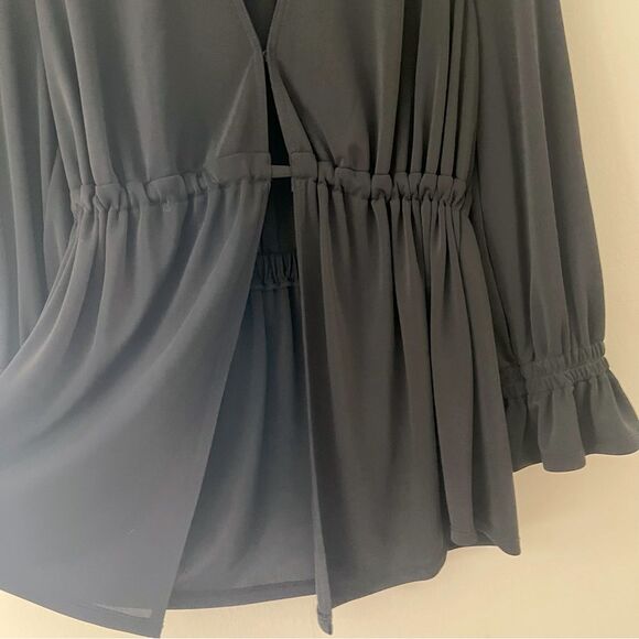 Cinq A Sept Blouse Matte Jersey Top Black Slinky Stretchy Flowy Drape Size Small - Picture 5 of 10